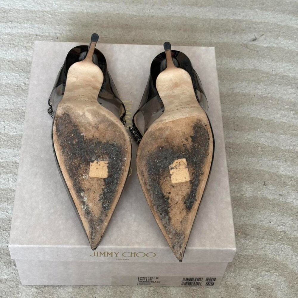 Black Jimmy Choo heels with diamante strap - Picture 3 of 5